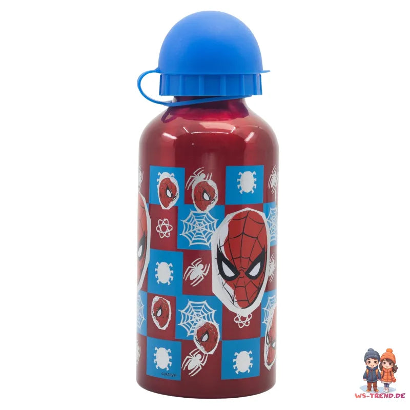 Marvel Spiderman 4 tlg Kinder Set 3 Kammern Brotdose Alu-Trinkflasche Besteck - WS-Trend.de
