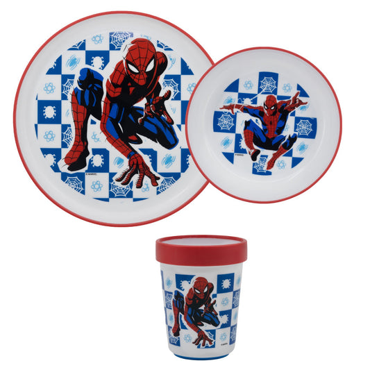 Marvel Spiderman Kinder Geschirr-Set 3 teilig Becher Teller Schüssel