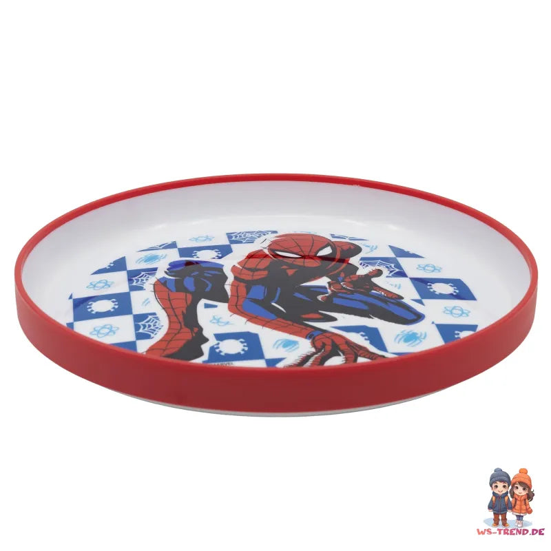 Marvel Spiderman Kinder Geschirr-Set 3 teilig Becher Teller Schüssel - WS-Trend.de
