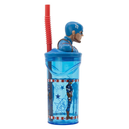 Marvel Captain America 3D Deckel Kinder Trinkbecher Becher mit integriertem Halm - WS-Trend.de