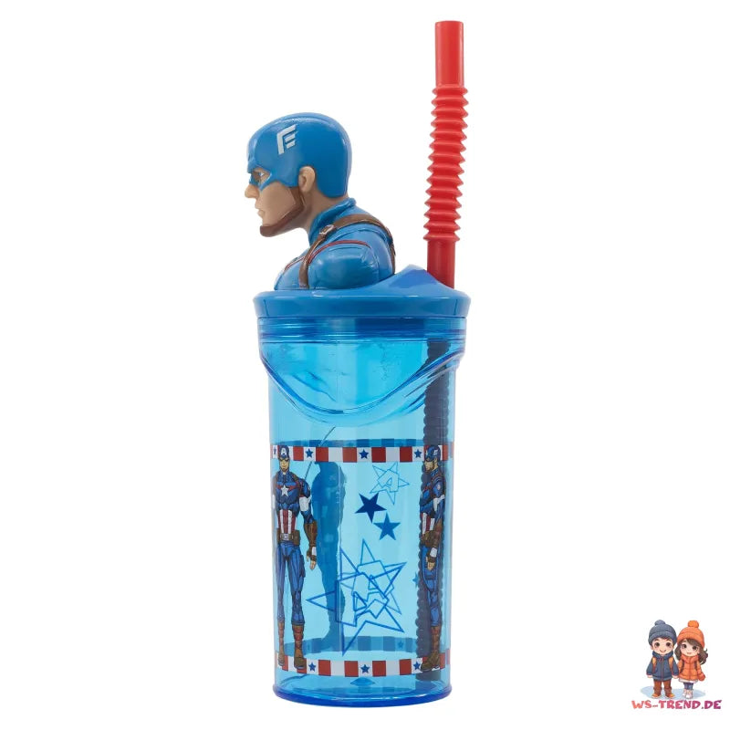 Marvel Captain America 3D Deckel Kinder Trinkbecher Becher mit integriertem Halm - WS-Trend.de