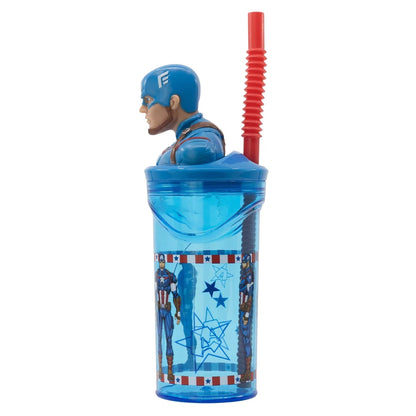 Marvel Captain America 3D Deckel Kinder Trinkbecher Becher mit integriertem Halm - WS-Trend.de