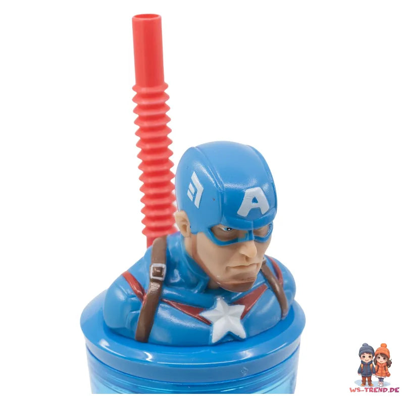 Marvel Captain America 3D Deckel Kinder Trinkbecher Becher mit integriertem Halm - WS-Trend.de