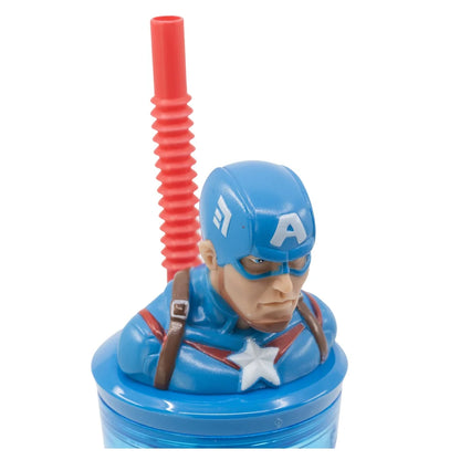 Marvel Captain America 3D Deckel Kinder Trinkbecher Becher mit integriertem Halm - WS-Trend.de