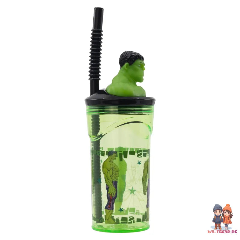 Marvel Hulk 3D Deckel Kinder Trinkbecher Becher mit integriertem Halm - WS-Trend.de