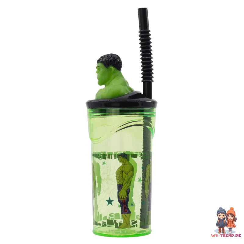Marvel Hulk 3D Deckel Kinder Trinkbecher Becher mit integriertem Halm - WS-Trend.de