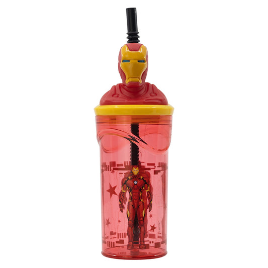 Marvel Iron Man 3D Deckel Kinder Trinkbecher Becher mit integriertem Halm