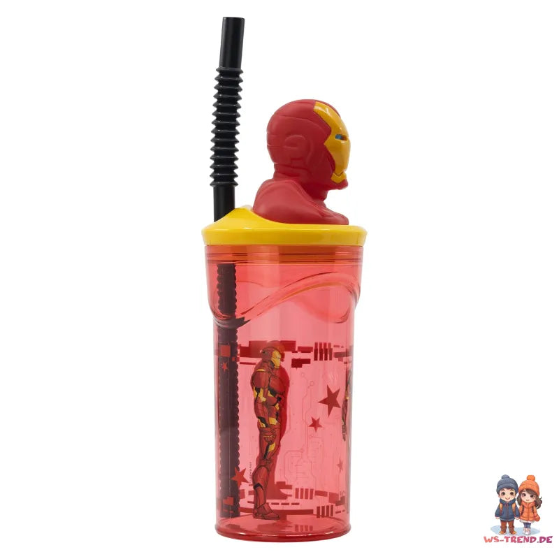 Marvel Iron Man 3D Deckel Kinder Trinkbecher Becher mit integriertem Halm - WS-Trend.de