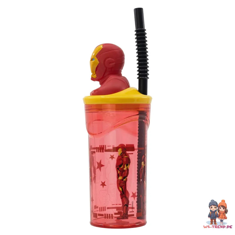 Marvel Iron Man 3D Deckel Kinder Trinkbecher Becher mit integriertem Halm - WS-Trend.de