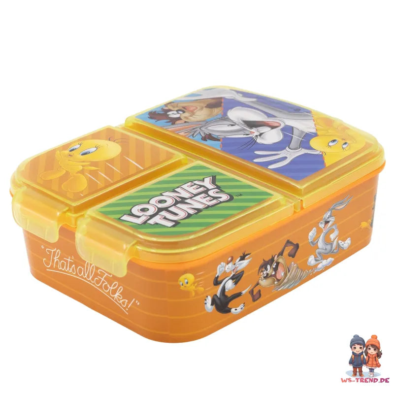 Looney Tunes 2 tlg. Lunch Set Brotdose mit 3 Kammern Trinkflasche 400 ml - WS-Trend.de