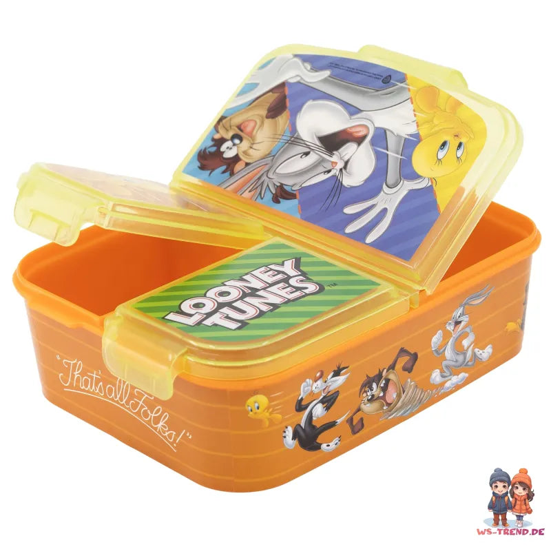 Looney Tunes 2 tlg. Lunch Set Brotdose mit 3 Kammern Trinkflasche 400 ml - WS-Trend.de