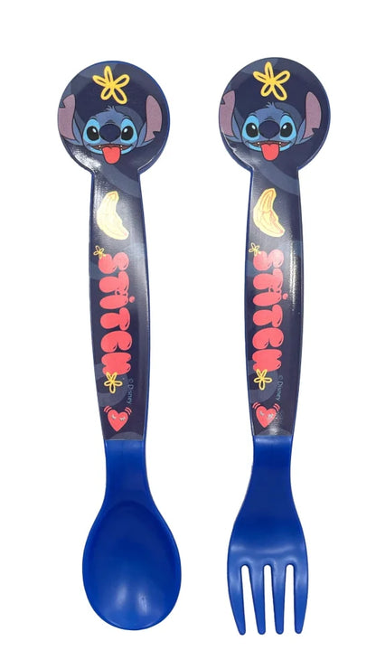 Disney Stitch 4 tlg. Lunch Set Brotdose mit 3 Kammern Alu-Trinkflasche Besteck - WS-Trend.de