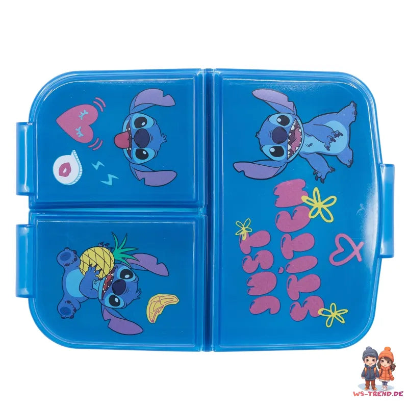 Disney Stitch 2 tlg. Lunch Set Brotdose mit 3 Kammern Trinkflasche 400 ml - WS-Trend.de