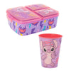 Disney Stitch 2 tlg. Lunch Set Brotdose mit 3 Kammern Trinkbecher 260 ml