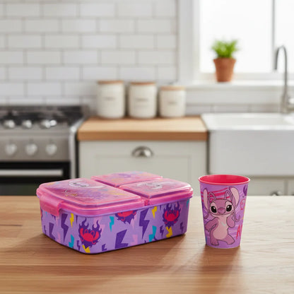 Disney Stitch 2 tlg. Lunch Set Brotdose mit 3 Kammern Trinkbecher 260 ml - WS-Trend.de