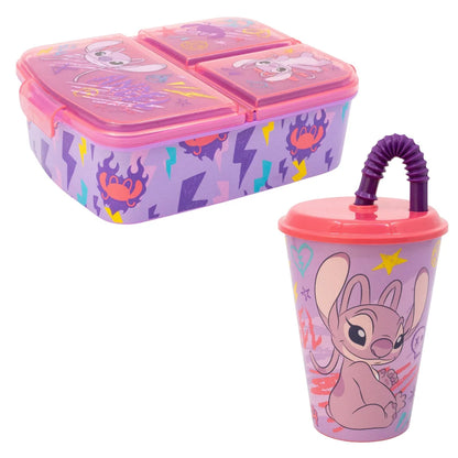 Disney Stitch 2 tlg. Lunch Set Brotdose mit 3 Kammern Trinkbecher 390 ml - WS-Trend.de