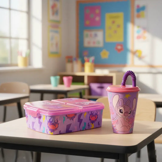 Disney Stitch 2 tlg. Lunch Set Brotdose mit 3 Kammern Trinkbecher 390 ml - WS-Trend.de