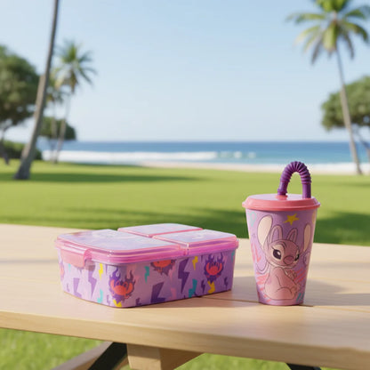 Disney Stitch 2 tlg. Lunch Set Brotdose mit 3 Kammern Trinkbecher 390 ml - WS-Trend.de