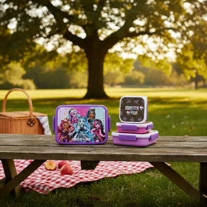 Monster High Mädchen 4 tlg. Kinder Lunch Set Brotdose plus 3 Snackboxen - WS-Trend.de