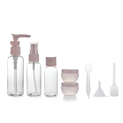 Kulturbeutel Reiseflaschen 8-tlg Set Schampooflasche Dosen Sprühflasche - WS-Trend.de