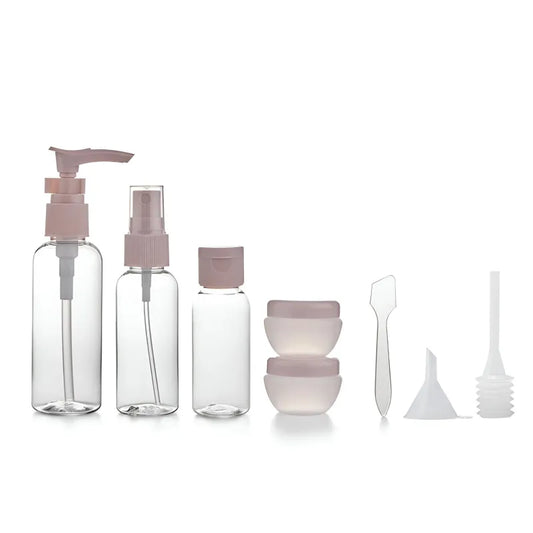 Kulturbeutel Reiseflaschen 8-tlg Set Schampooflasche Dosen Sprühflasche - WS-Trend.de