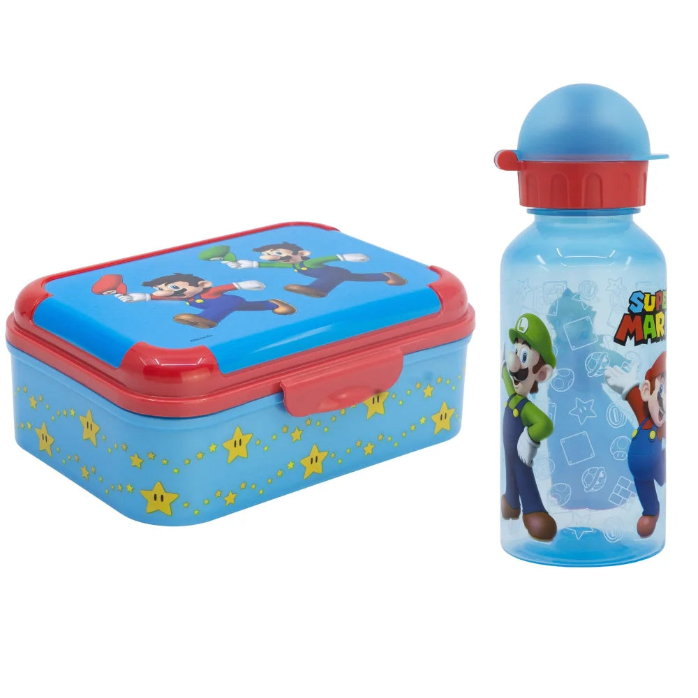 Super Mario Luigi Kinder 2 teiliges Set Brotdose Trinkflasche 370 ml - WS-Trend.de