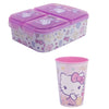 Hello Kitty 2 tlg. Lunch Set Brotdose mit 3 Kammern Trinkbecher 260 ml