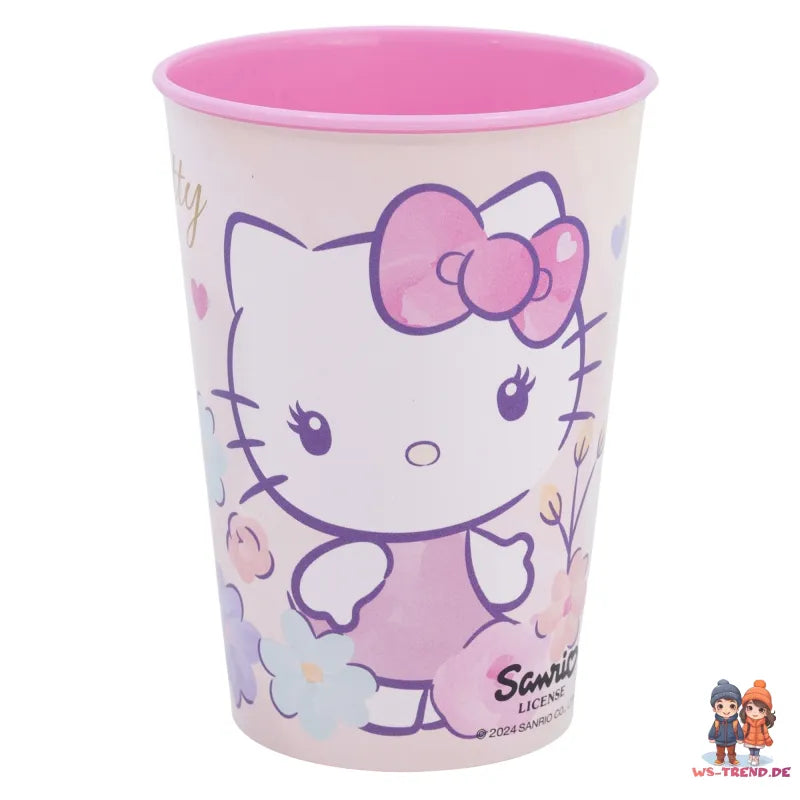 Hello Kitty 2 tlg. Lunch Set Brotdose mit 3 Kammern Trinkbecher 260 ml - WS-Trend.de