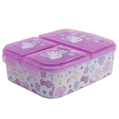 Hello Kitty 2 tlg. Lunch Set 3 Kammer Brotdose Alu Trinkflasche 400 ml - WS-Trend.de