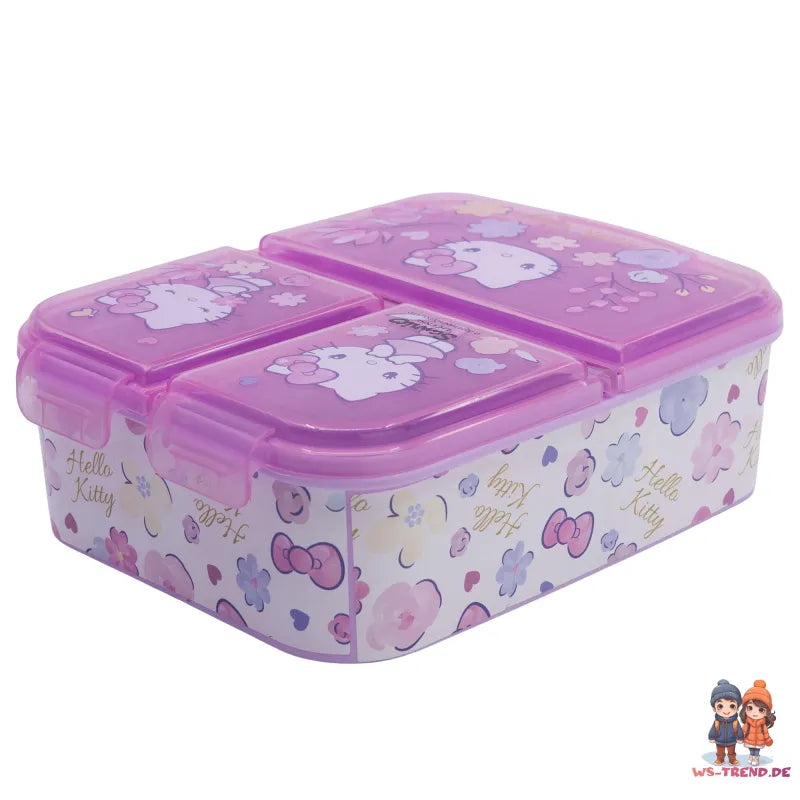 Hello Kitty 2 tlg. Lunch Set Brotdose mit 3 Kammern Trinkbecher 260 ml - WS-Trend.de