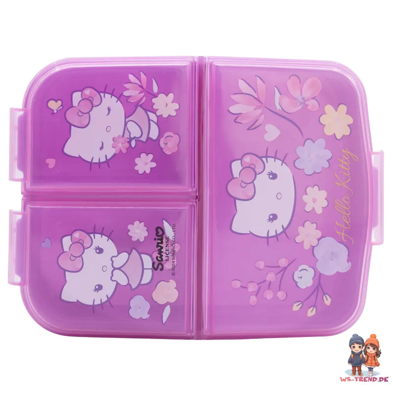 Hello Kitty 2 tlg. Lunch Set Brotdose mit 3 Kammern Trinkbecher 260 ml - WS-Trend.de