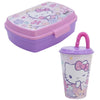 Hello Kitty 2 tlg. Lunch Set Brotdose Trinkbecher mit Deckel und Halm 430 ml
