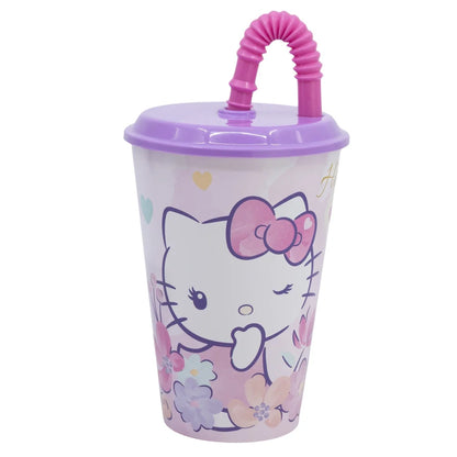 Hello Kitty 2 tlg. Lunch Set Brotdose Trinkbecher mit Deckel und Halm 430 ml - WS-Trend.de