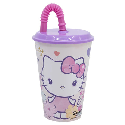 Hello Kitty 2 tlg. Lunch Set Brotdose Trinkbecher mit Deckel und Halm 430 ml - WS-Trend.de