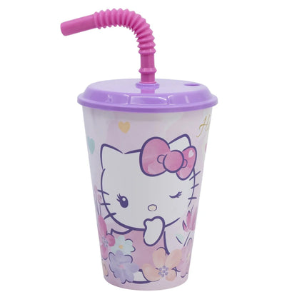 Hello Kitty 2 tlg. Lunch Set Brotdose Trinkbecher mit Deckel und Halm 430 ml - WS-Trend.de