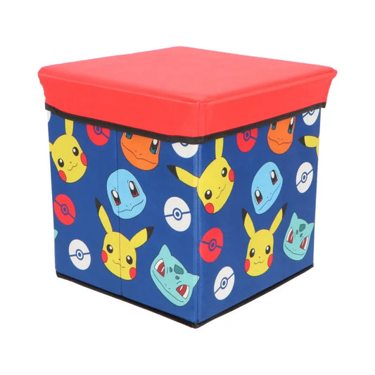 Pokemon Pikachu Kinder Spielzeug Korb Spielzeugkorb Deckel 30x30x30 cm - WS-Trend.de
