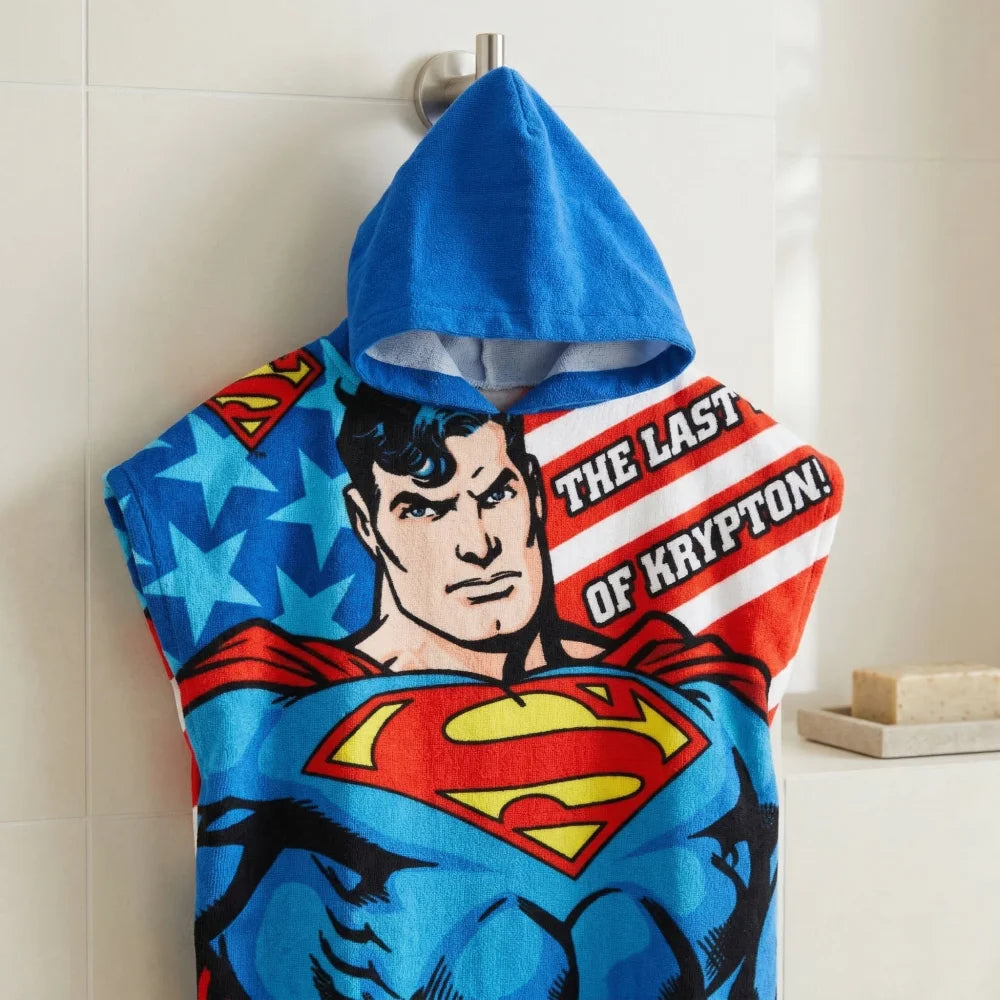 DC Comic Superman Kinder Jungen Mikrofaser Poncho Badeponcho - WS-Trend.de 55x55 cm