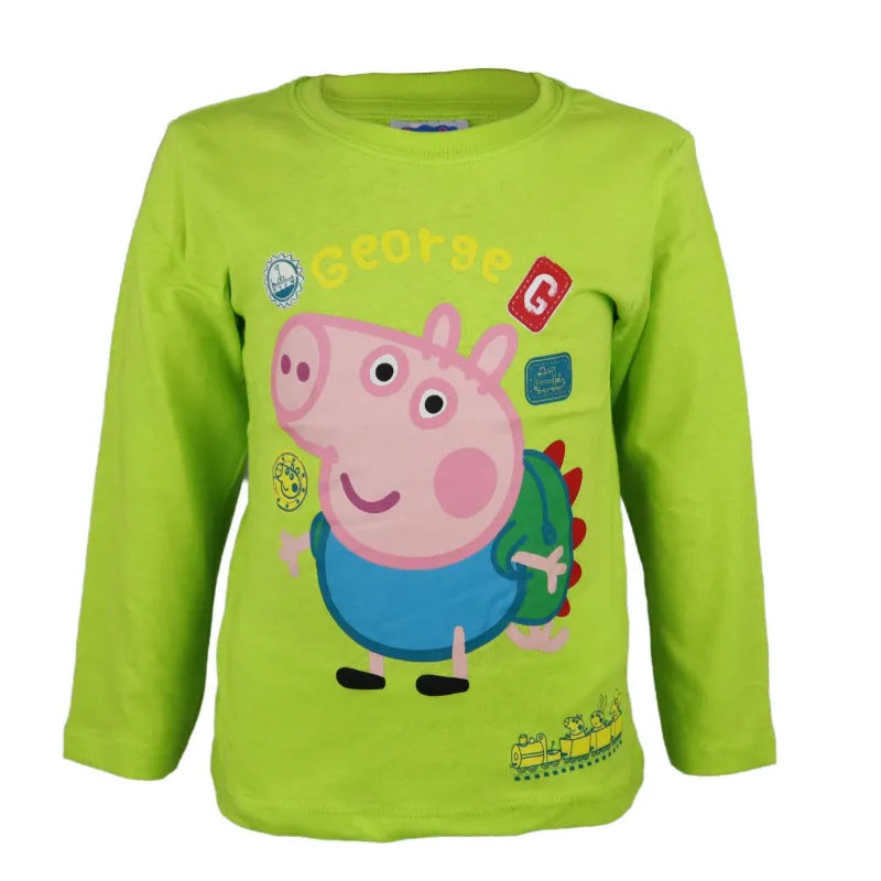 Peppa Wutz George Jungen Kinder langarm T-Shirt - WS-Trend.de PEPPA Friends Langarmshirt für 92-122 Grün Grau