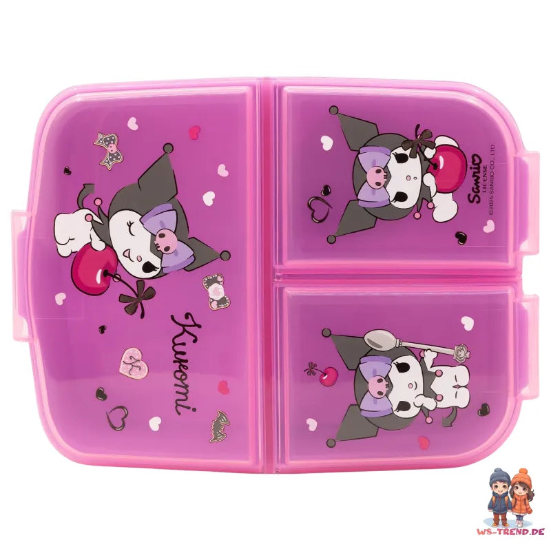 Kuromi Sanrio 2 tlg. Lunch Set Brotdose mit 3 Kammern Trinkbecher 260 ml - WS-Trend.de