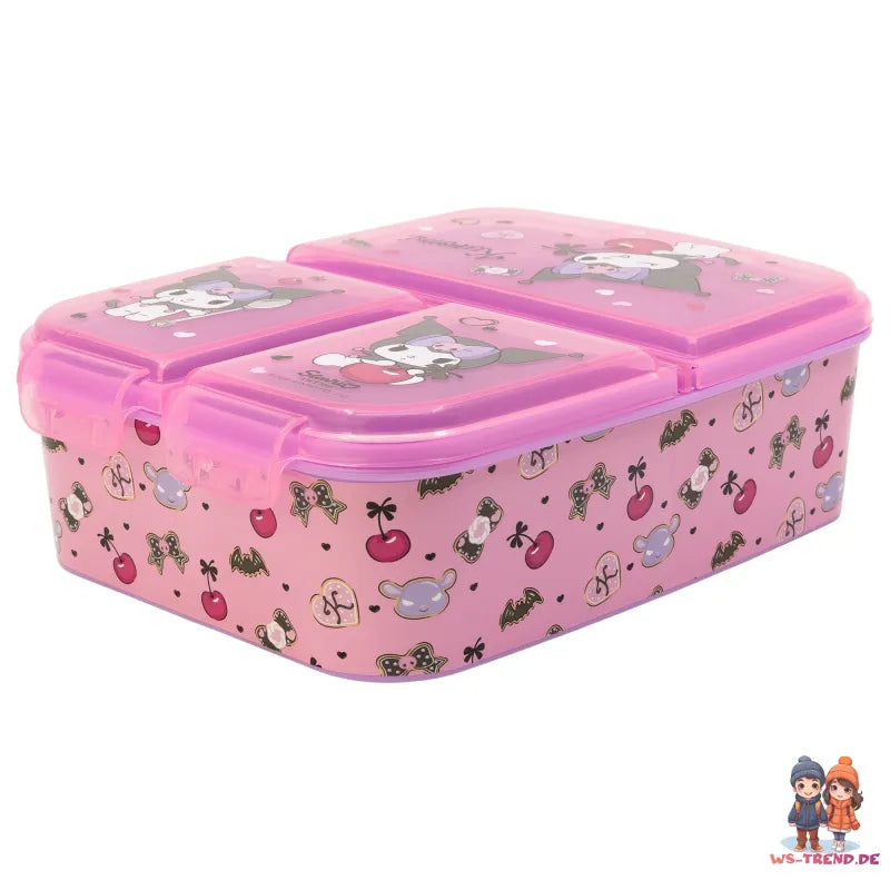 Kuromi Sanrio 2 tlg. Lunch Set Brotdose mit 3 Kammern Trinkbecher 260 ml - WS-Trend.de