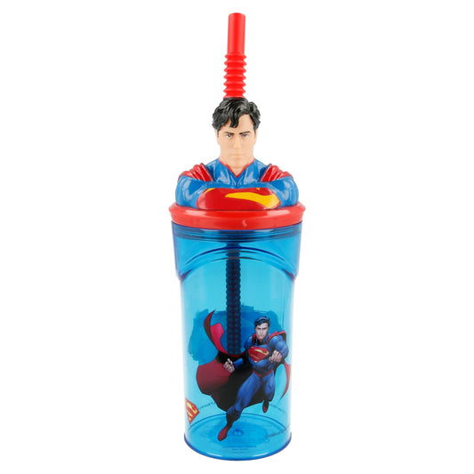 DC Comics Superman 3D Deckel Kinder Trinkbecher Becher mit integriertem Halm