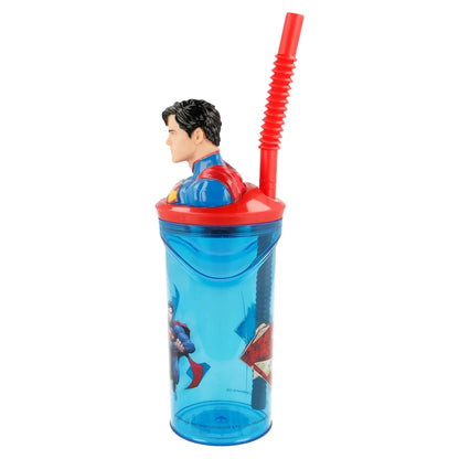 DC Comics Superman 3D Deckel Kinder Trinkbecher Becher mit integriertem Halm - WS-Trend.de