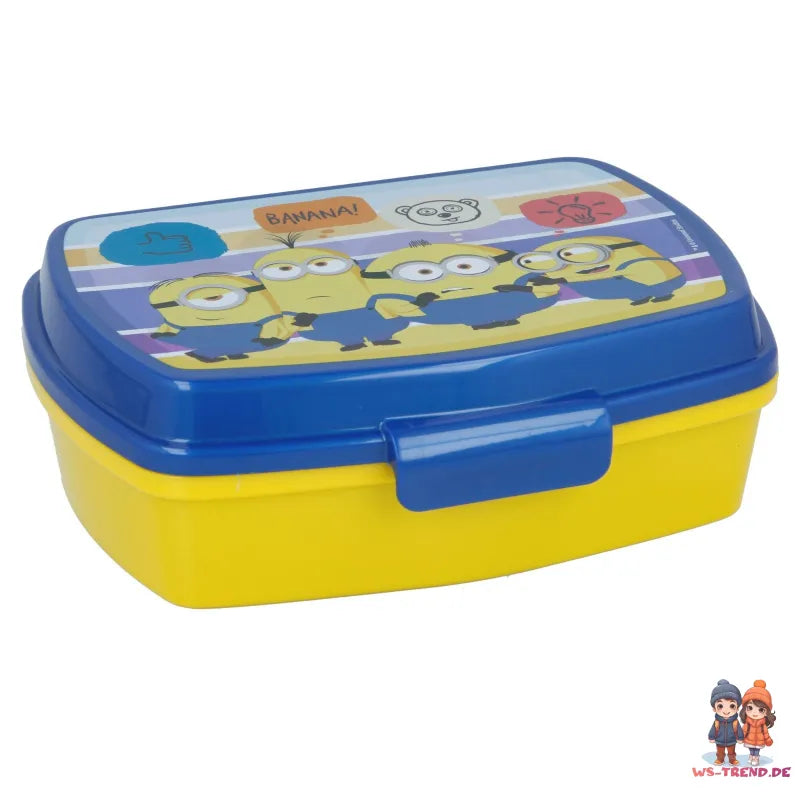 Minions 4-teiliges Set Lunchbox mit Trinkflasche und Besteck - WS-Trend.de Die 4 teiliges Brotdose Löffel Gabel
