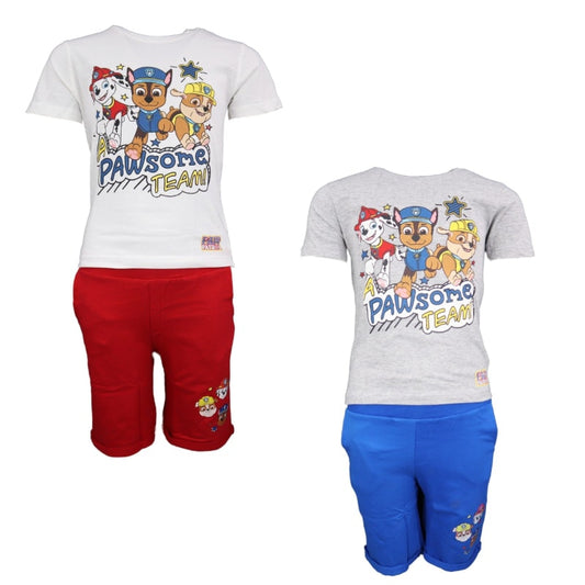 Paw Patrol Chase Kinder Sommer Set Shirt plus Shorts - WS-Trend.de Sommerset T-Shirt 98-128 Blau Rot Baumwolle