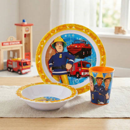 Feuerwehrmann Sam Kinder Geschirr-Set 3 teilig Becher Teller Schüssel - WS-Trend.de