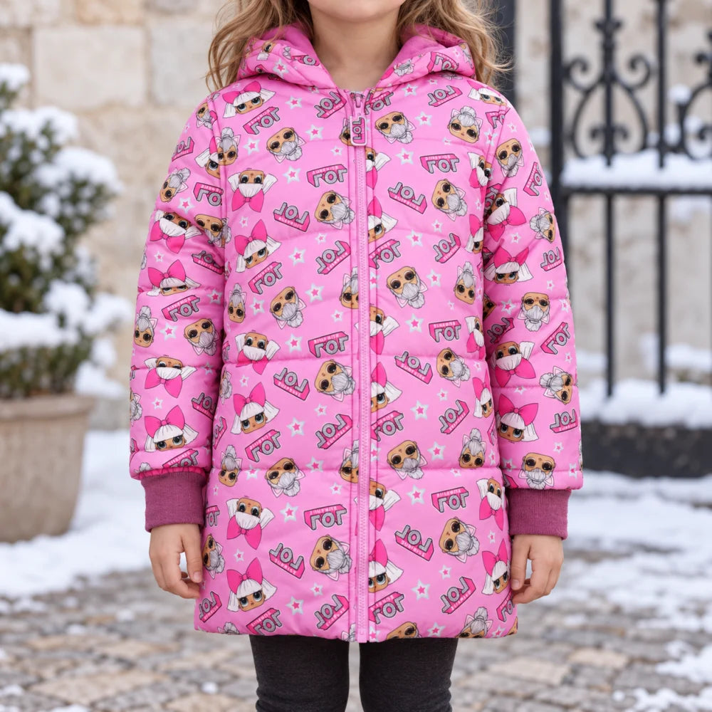 LOL Surprise Kinder Winterjacke - 104 bis 134 in Rosa - WS-Trend.de Jacke mit Kapuze Mädchen Gr. 104-134 NEU