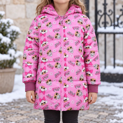 LOL Surprise Kinder Winterjacke - 104 bis 134 in Rosa - WS-Trend.de Jacke mit Kapuze Mädchen Gr. 104-134 NEU