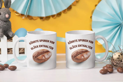 Kann Spuren von Glück enthalten Keramik Kaffeetasse Teetasse Tasse Geschenkidee - WS-Trend.de