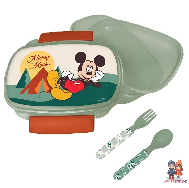 Disney Mickey Maus 4 tlg Kinder Lunch Set Brotdose Alu-Trinkflasche Besteck - WS-Trend.de