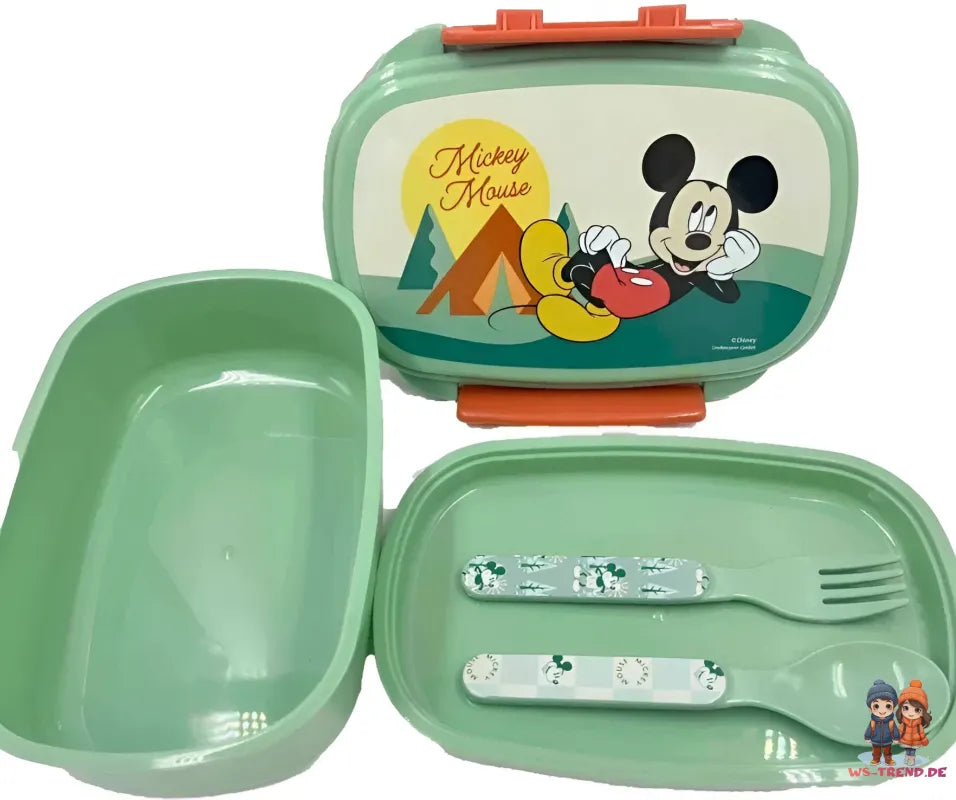 Disney Mickey Maus 4 tlg Kinder Lunch Set Brotdose Alu-Trinkflasche Besteck - WS-Trend.de